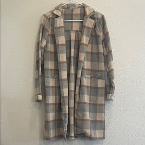 Papaya Plaid Coat in Gray and Brown